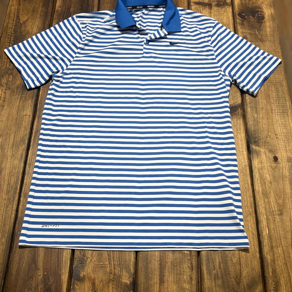 Nike Men's Velocity Dri-FIT Striped Golf Polo in Blue and White Stripes